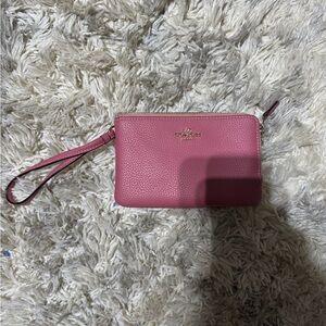Coach Rose Pink Leather Wristlet